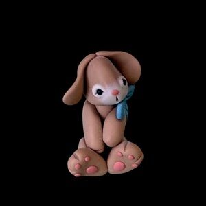 Miniature handmade clay bunny, 1 1/2” tall, perfect condition